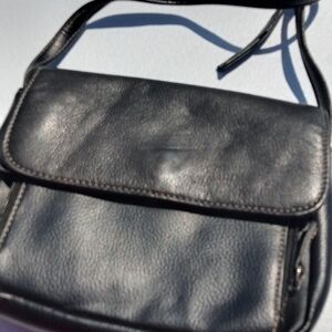Black Leather Crossbody Bag With Silver Hardware